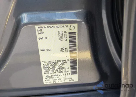 2017 Nissan Altima 2.5 Sr from USA, damaged, VIN 1N4AL3AP0HC297523